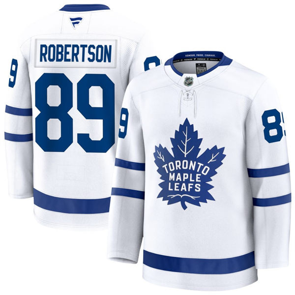 Men's Toronto Maple Leafs #89 Nicholas Robertson Fanatics Away White Player Jersey